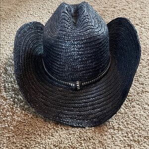 Altar'd State Black Straw Western Cowboy Hat with Studded Band
